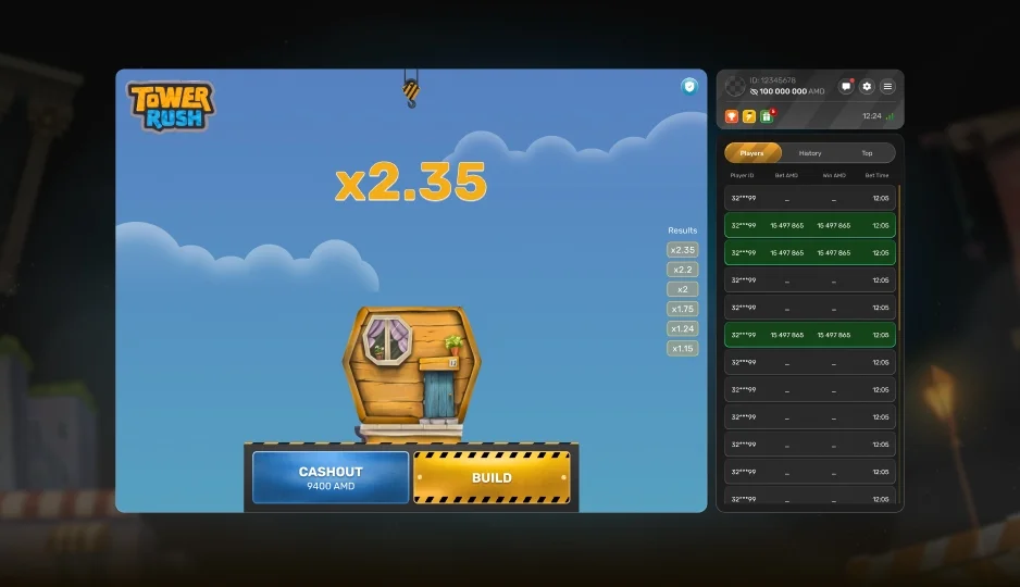 High multiplier win screen on Tower Rush