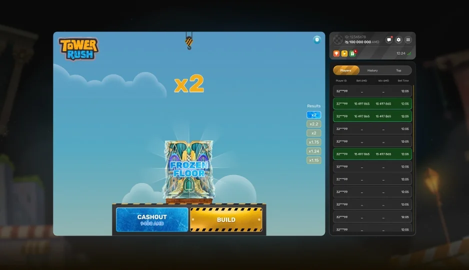 Tower Rush game on mobile - touch interface